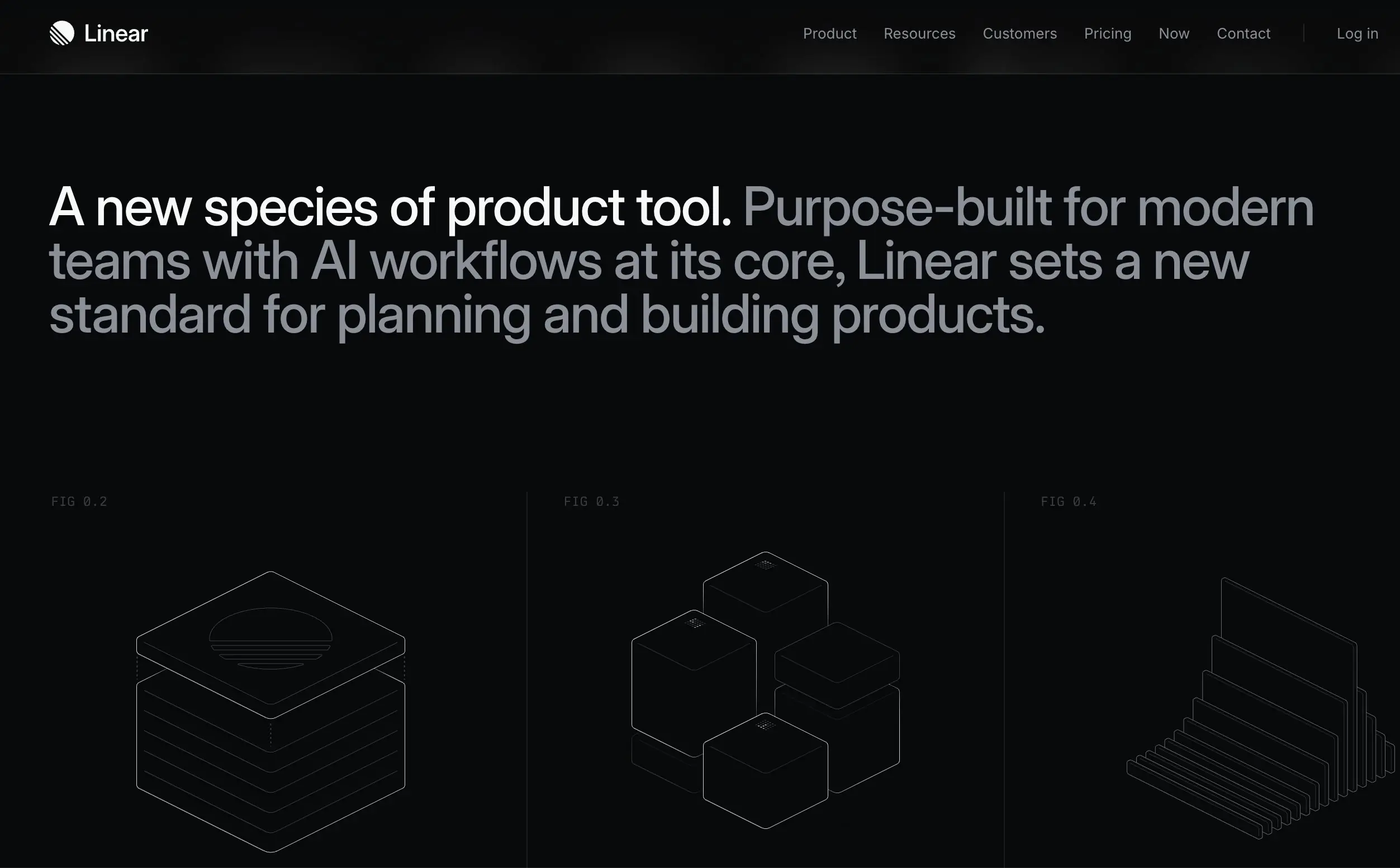 Главная страница Linear со слоганом «A new species of product tool»